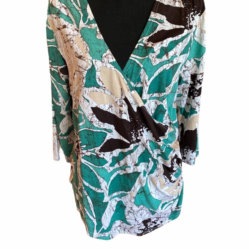 Coldwater Creek Faux Wrap Abstract Botanical Print